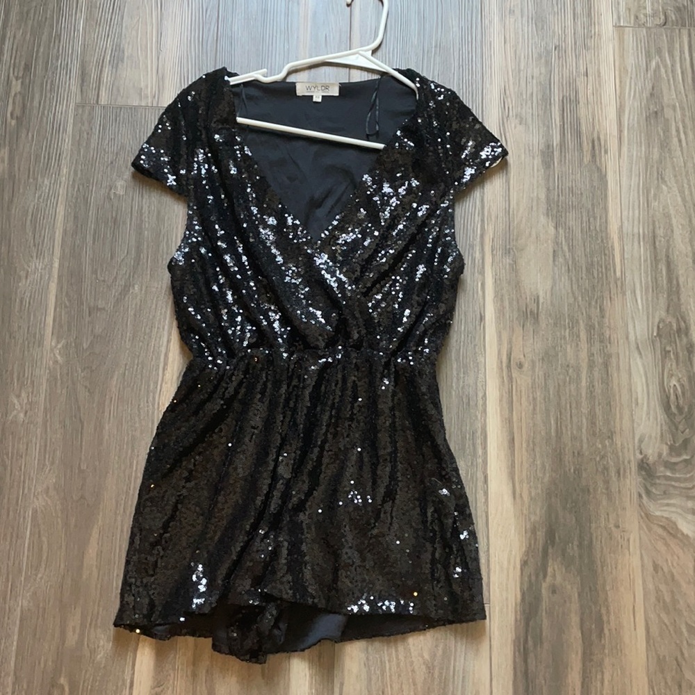 Black sequin romper size xs